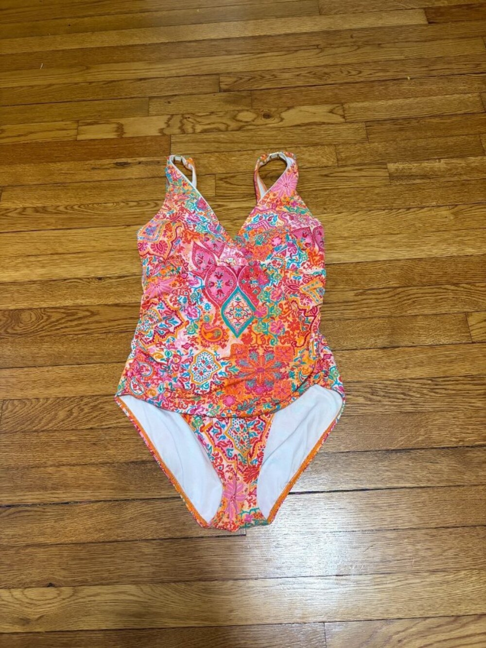 Lauren Ralph Lauren Womens One Piece Swimsuit Size 8 Orange Colorful Paisley